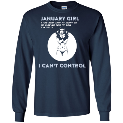 January Girl I Was Born With My Heart T-shirt Navy