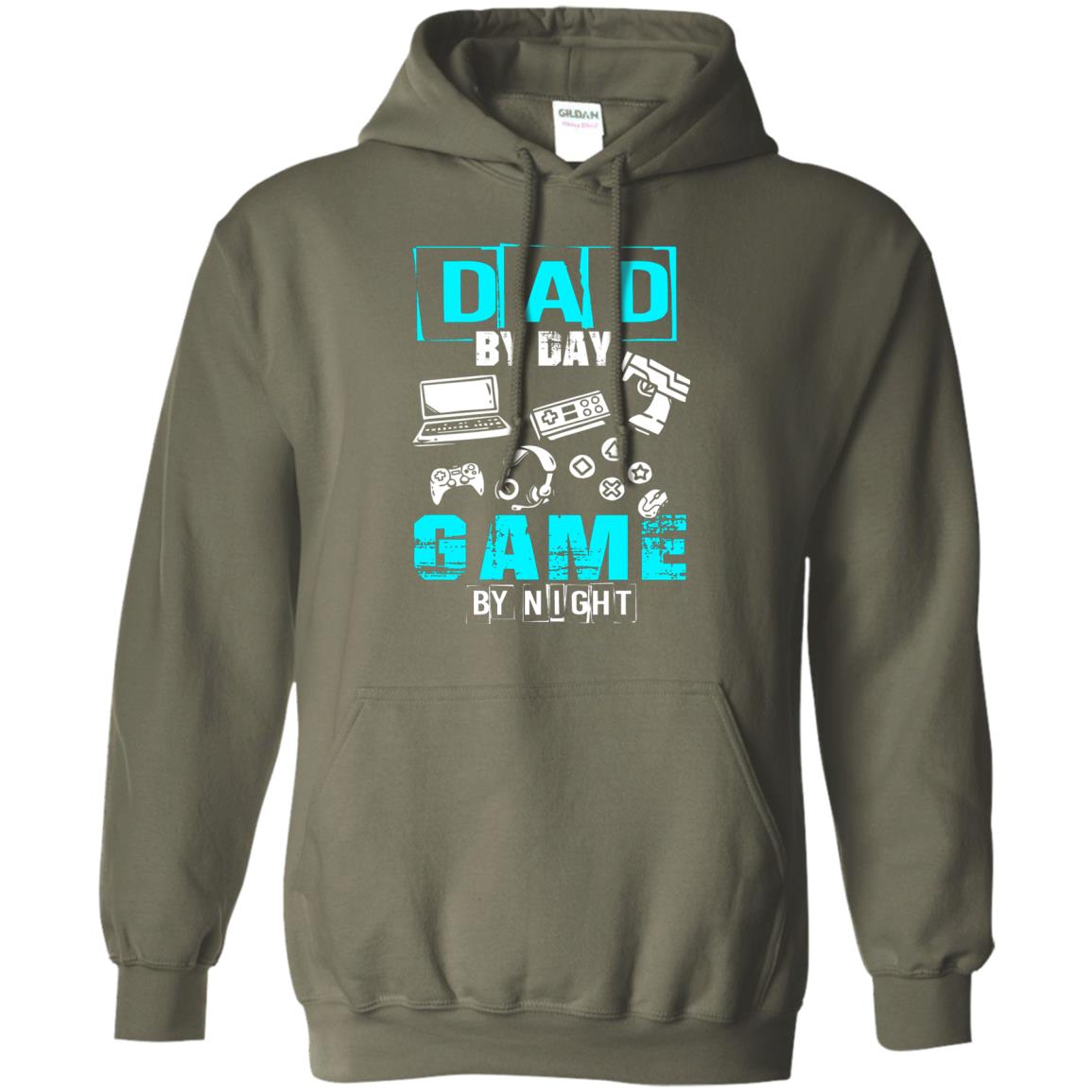 Dad By Day Gamer By Night Gamer T-shirt Military Green
