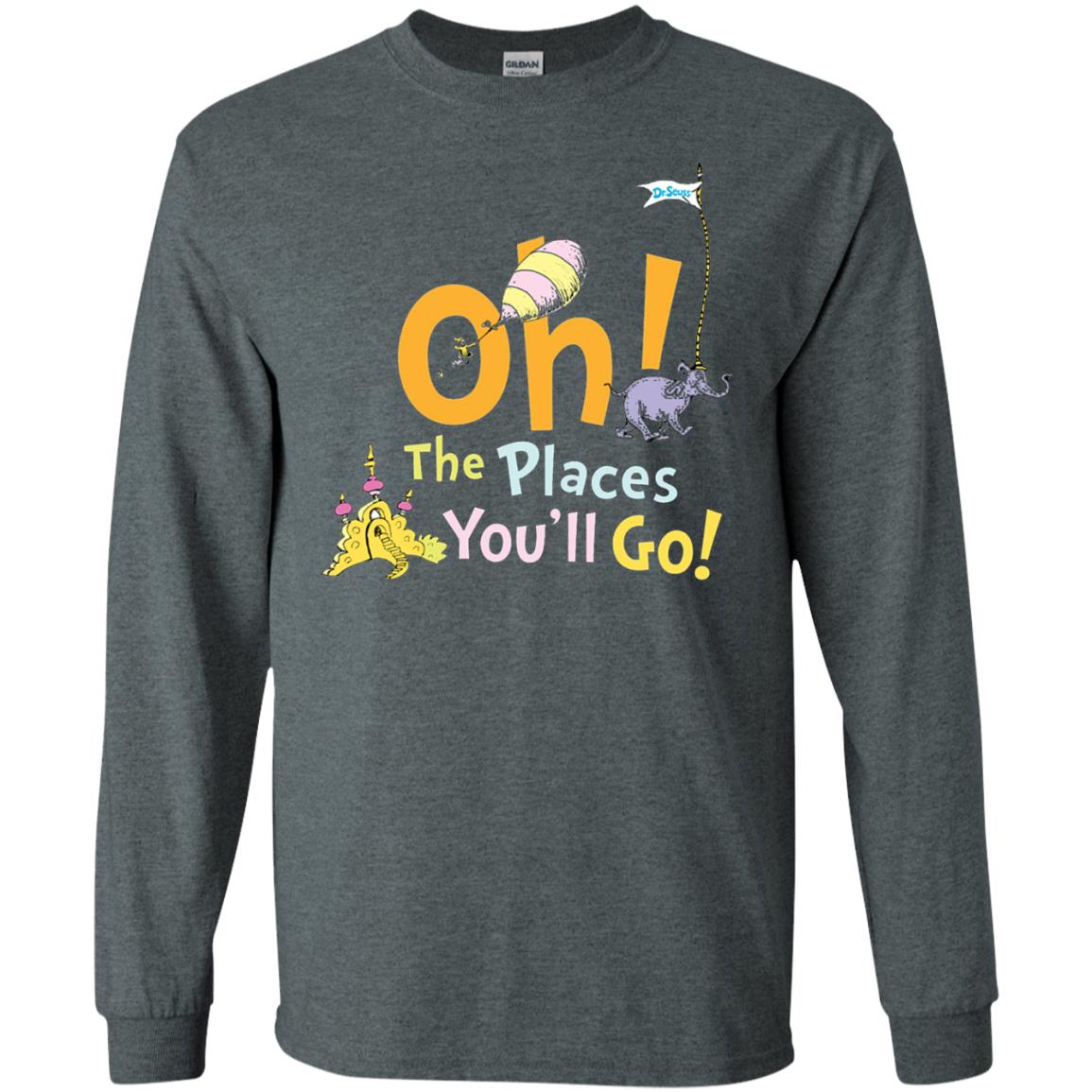 Read Across America Day T-shirt Dr. Seuss Oh The Places You_ll Go Dark Heather