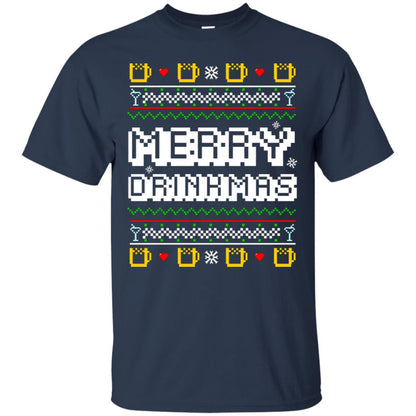 Merry Drinkmas X-mas Gift Shirt For Drinking Lovers Navy