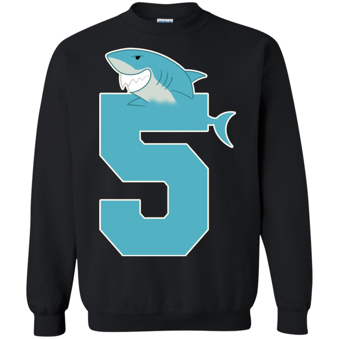 5th Birthday Shark Party ShirtG180 Gildan Crewneck Pullover Sweatshirt 8 oz.