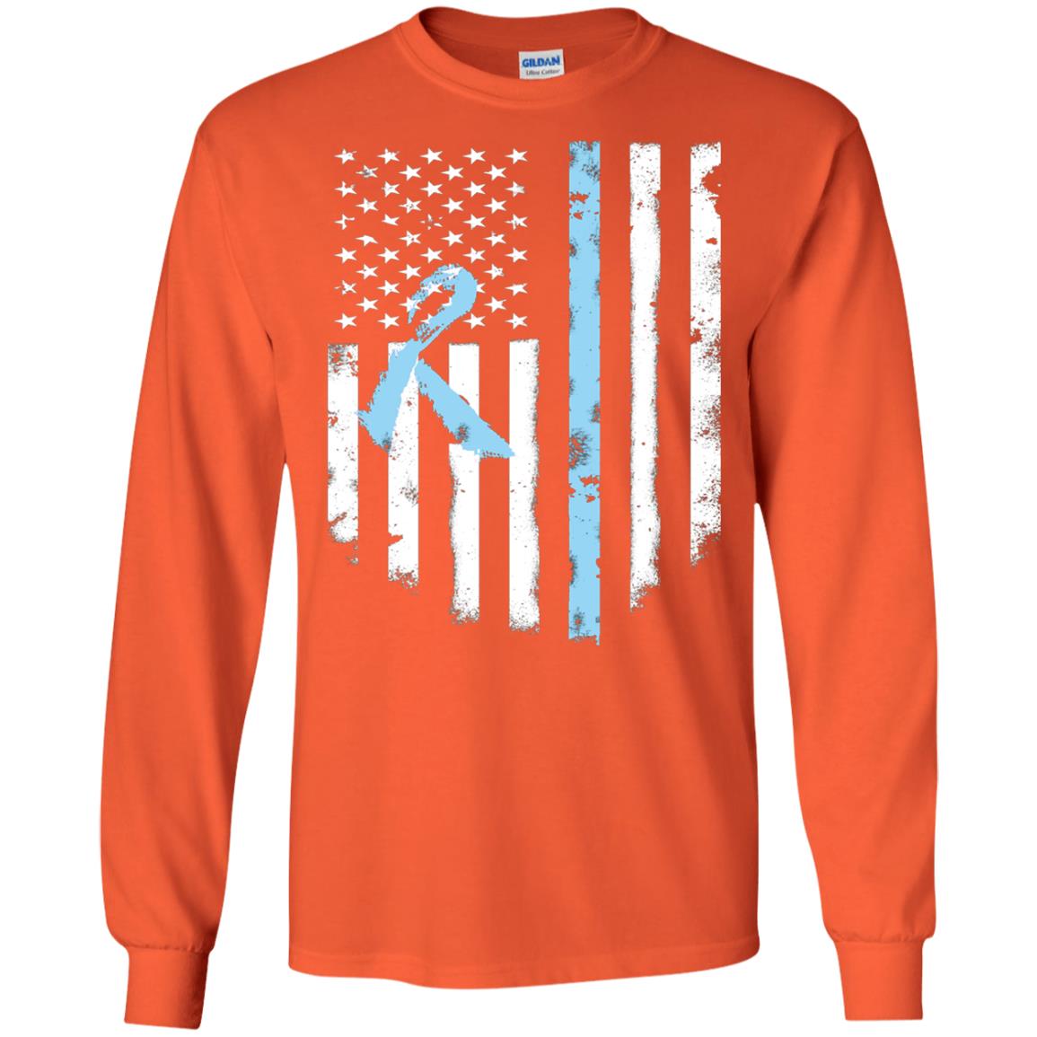 Ribbon American Flag Prostate Cancer Awareness Shirt Orange