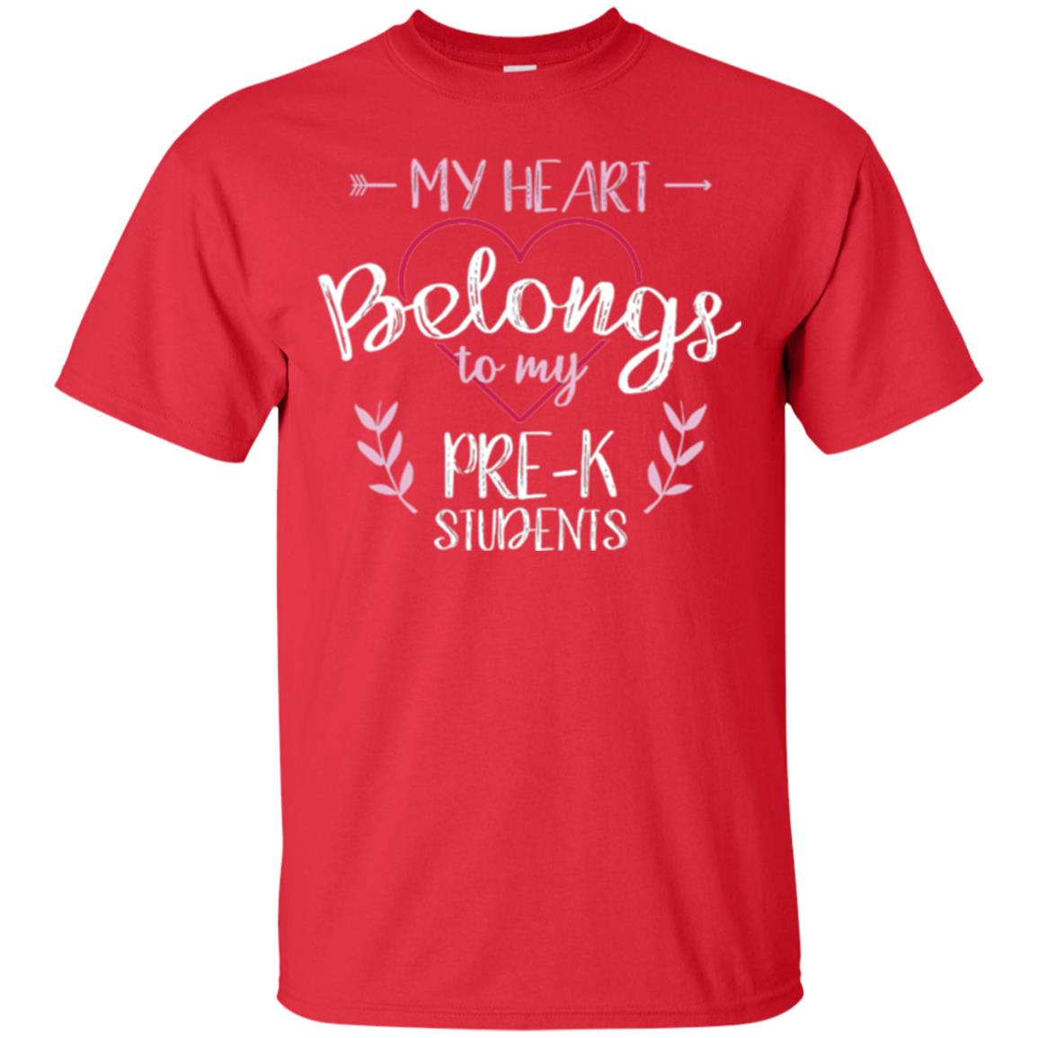 Teacher T-shirt My Heart Belongs To My Pre-k Students Red