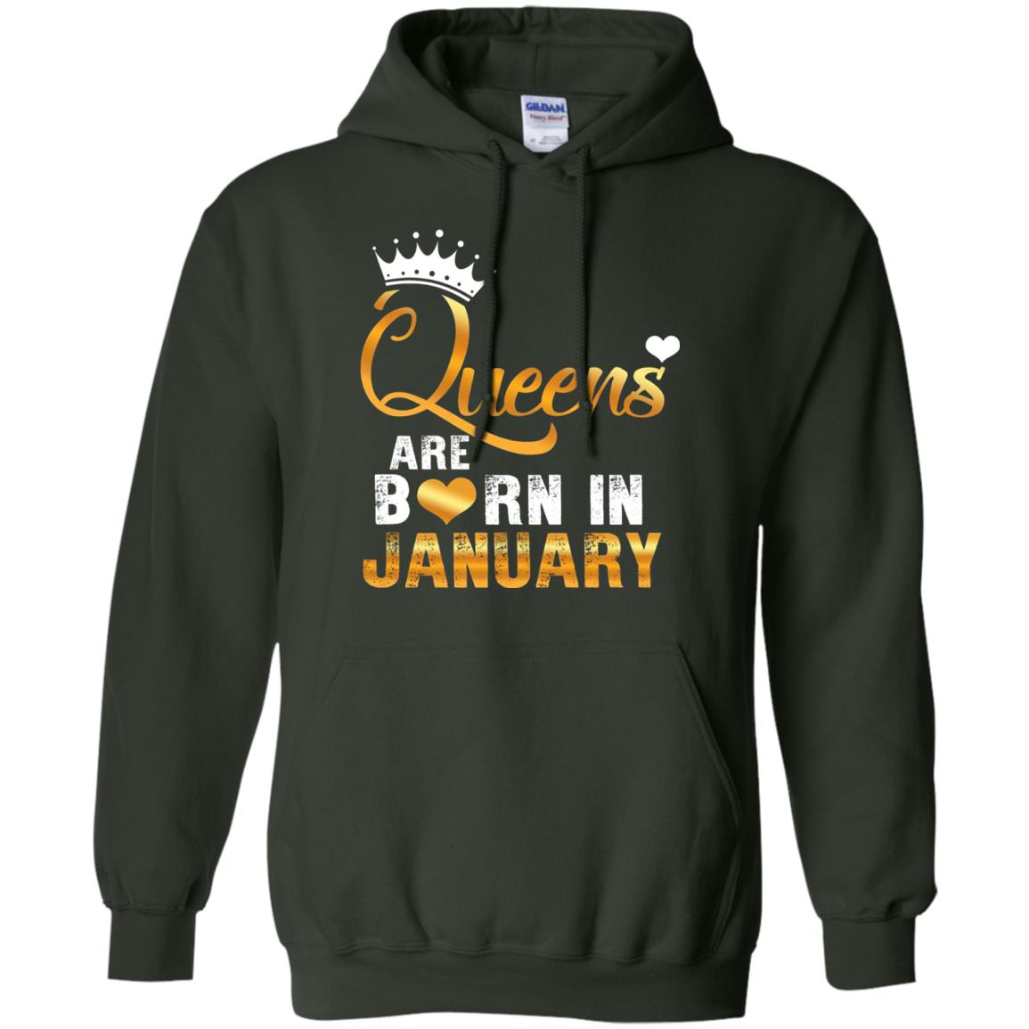 Birthday T-shirt Queens Are Born Iin January Forest Green