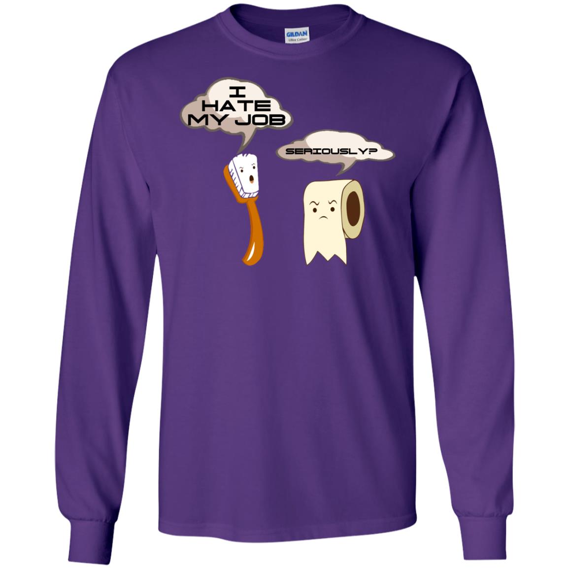 Funny Toothbrush And Toilet Paper I Hate My Job T-shirt Purple