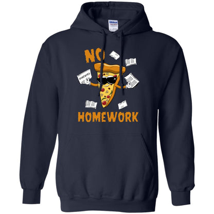 No Homework Funny Pizza Shirt Navy