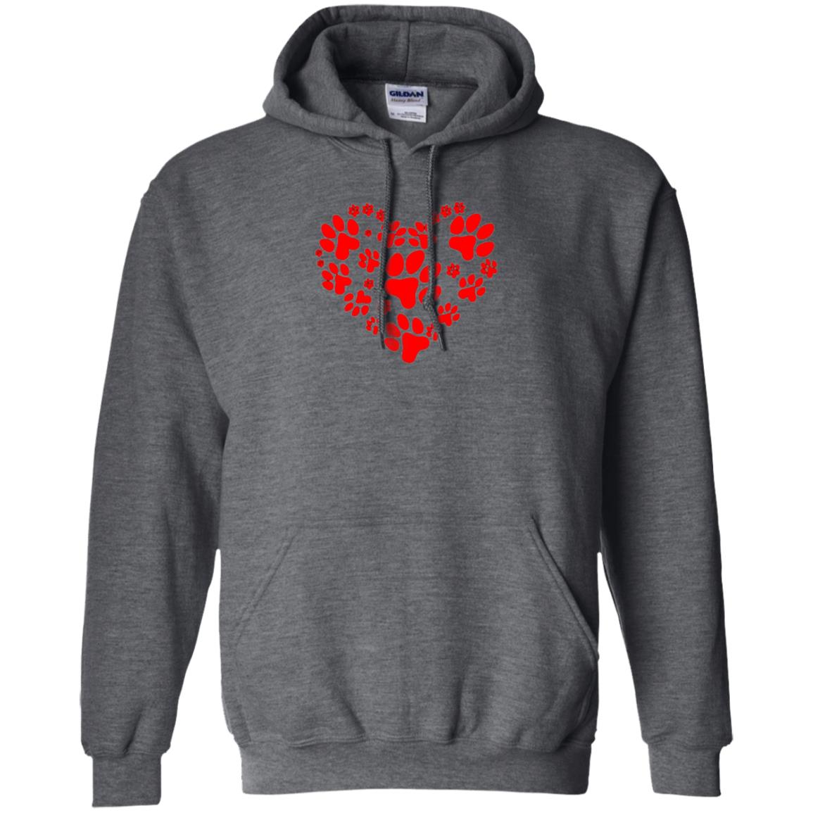 Dog Lover T-shirt Dog Paw Heart Valentine T-shirt Dark Heather