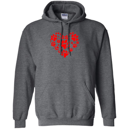 Dog Lover T-shirt Dog Paw Heart Valentine T-shirt Dark Heather
