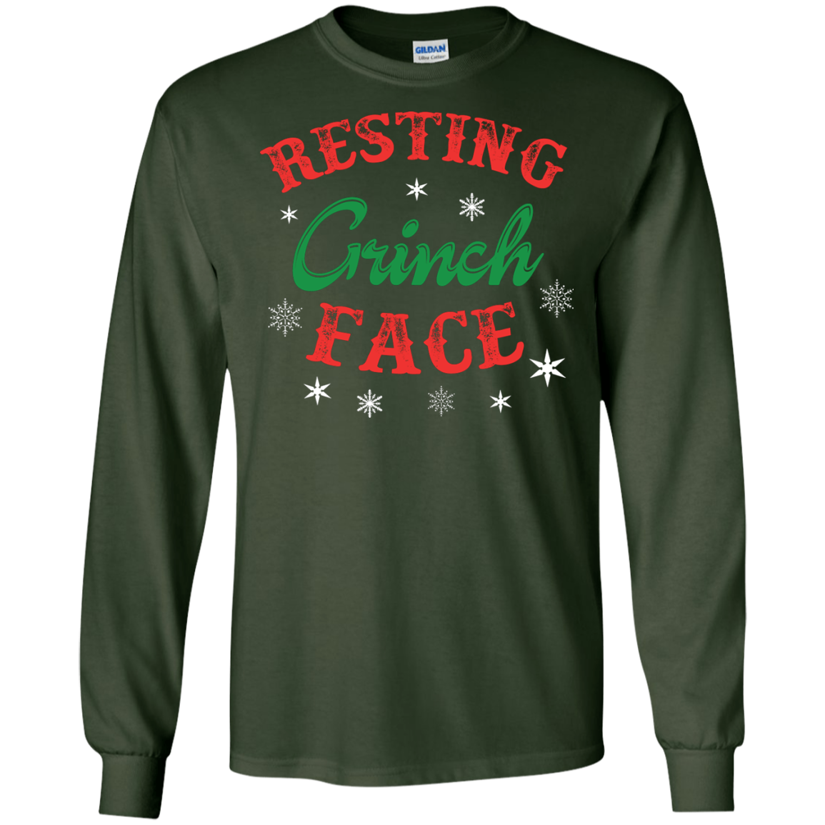 Christmas T-Shirt Resting Grinch Face Forest Green