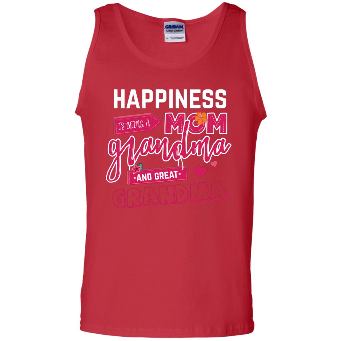 Happiness Is Being A Mom A Grandma And Great Grandma Shirt Red