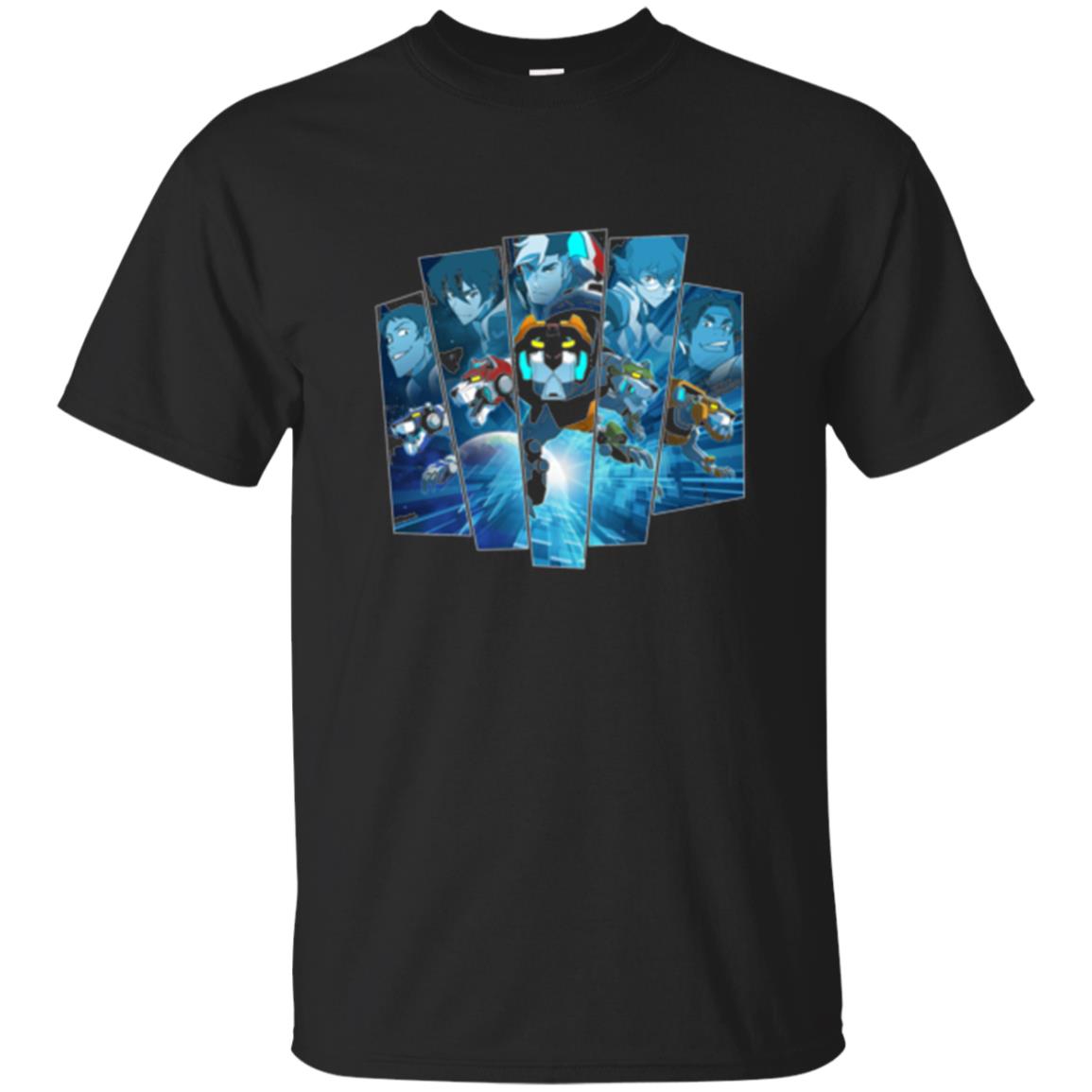 Voltron Legendary Defender 5 Lions In Blue Hue T-shirt Black
