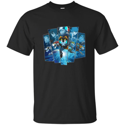 Voltron Legendary Defender 5 Lions In Blue Hue T-shirt Black