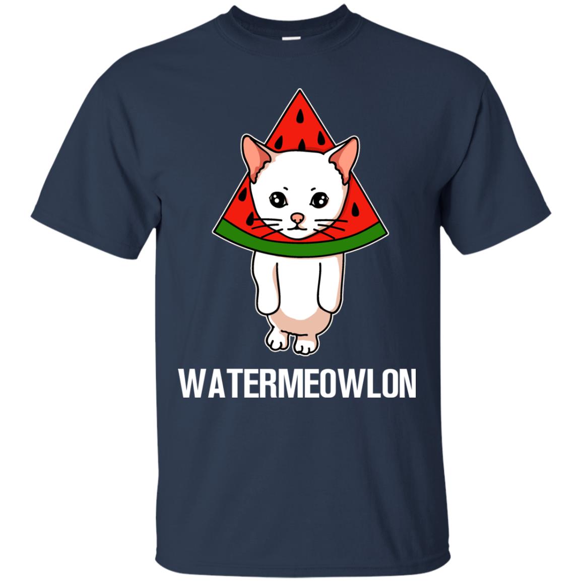 Watermeowlon Funny Summer Melon Fruit Shirt Navy