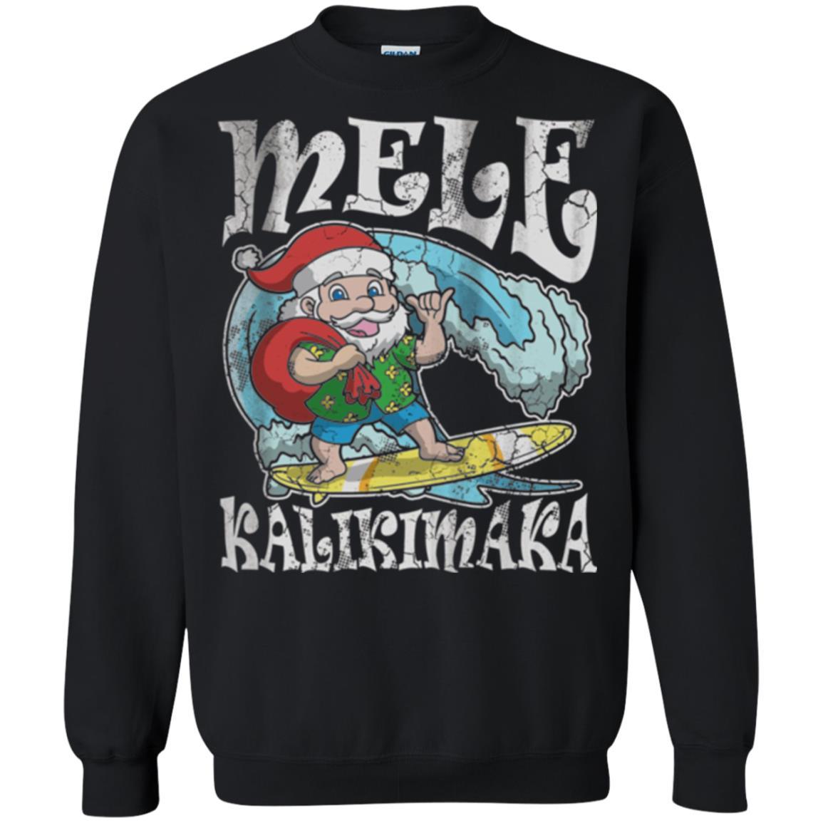 Christmas T-shirt Mele Kalikimaka Santa Hawaii Black
