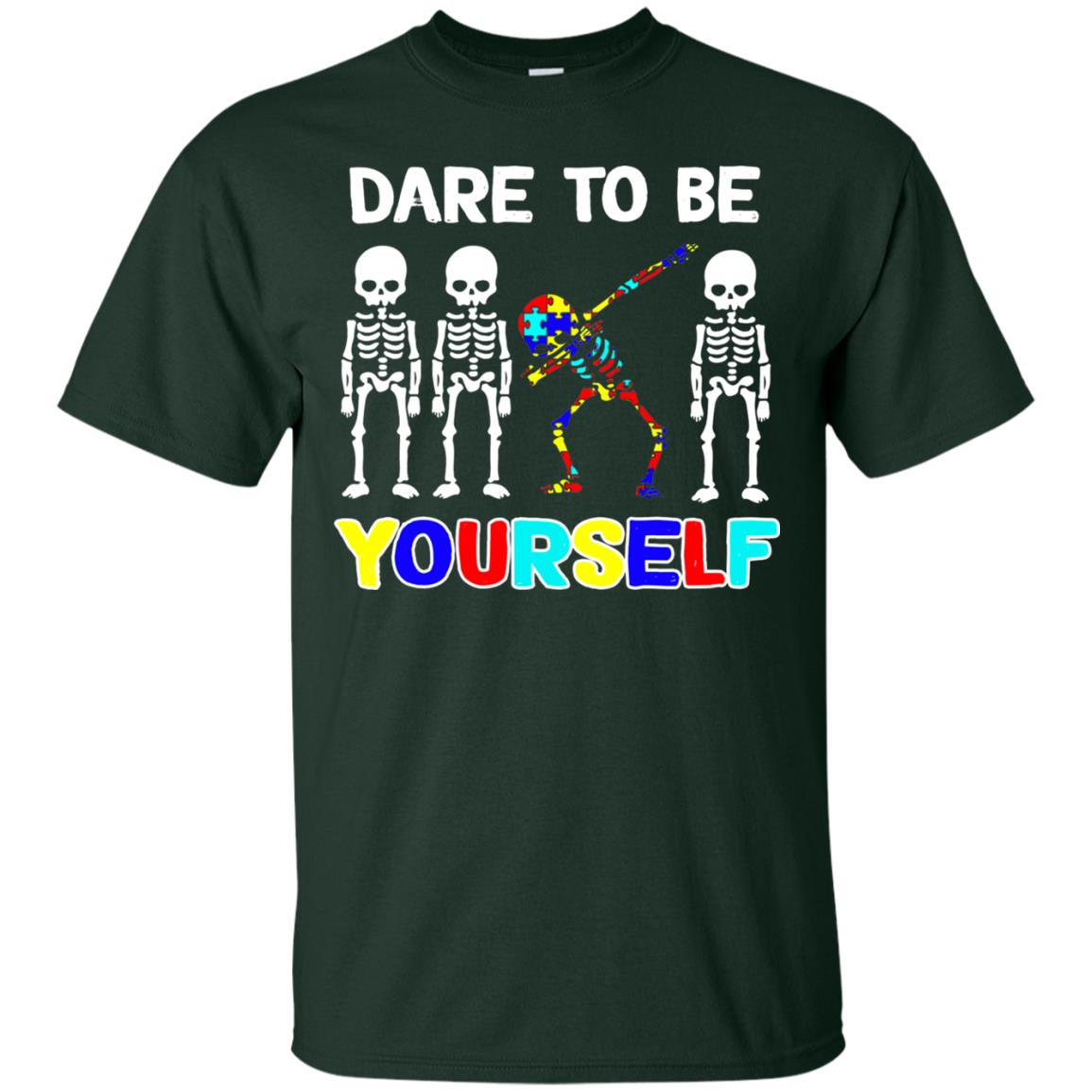 Sleketon Dabbing Dare To Be Yourself Autism Awareness T-shirt Forest