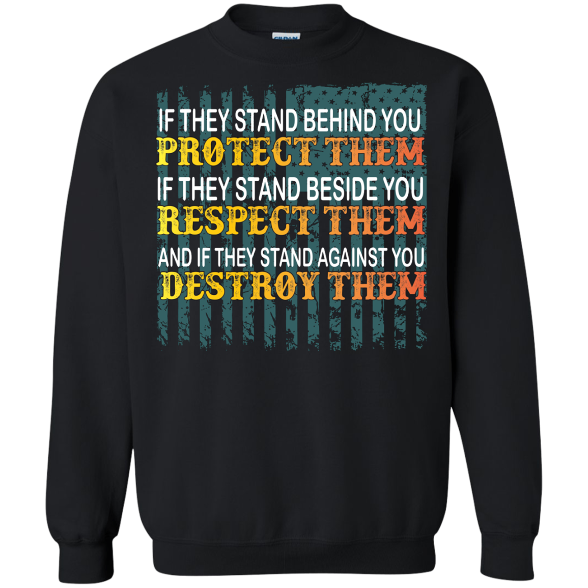 Military T-Shirt If They Stand Behind You Protect Them If They Stand Beside You Respect Them And If They Stand Against You Destroy Them Black