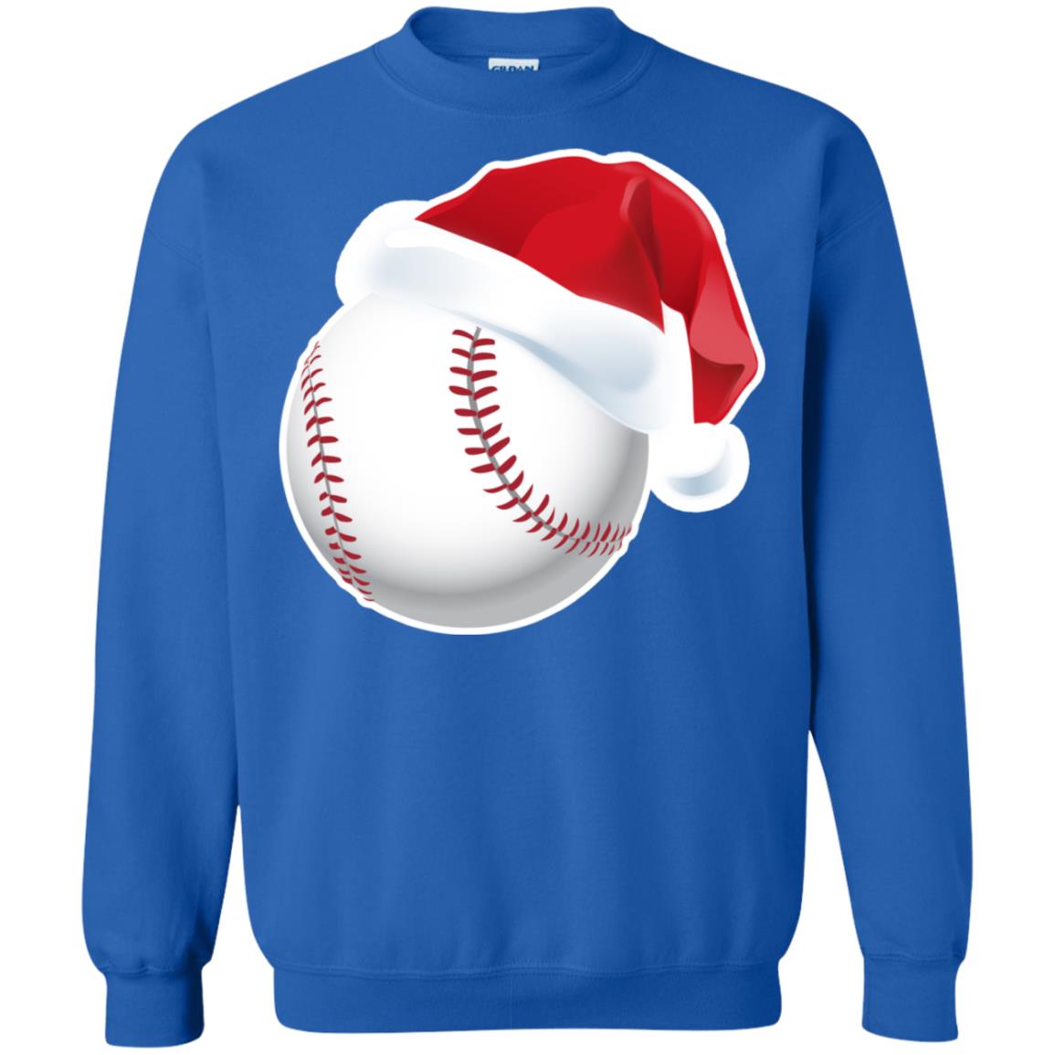 Baseball With Santa Claus Hat X-mas Shirt For Baseball Lovers Royal
