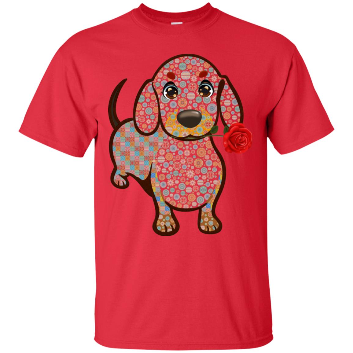 Dachshund Quilts Idea Gift Shirt For Mens Womens Red