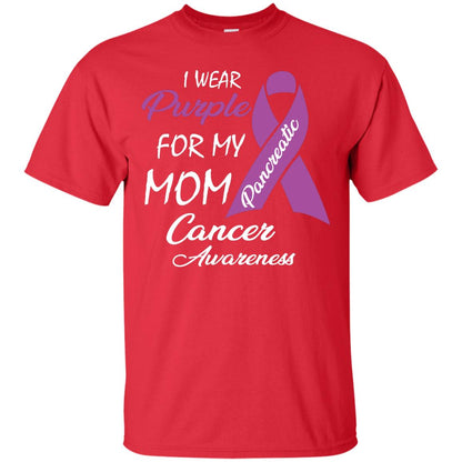 I Wear Purple For My Mom Pancreatic Cancer Awareness Gift Shirt Red
