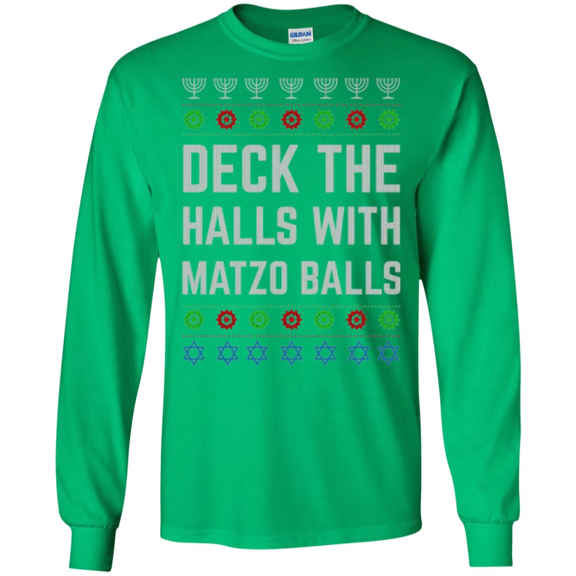 Christmas T-shirt Deck The Halls With Matzo Balls Irish Green