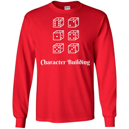 Gamer T-shirt Character Building Rolling Dice Red