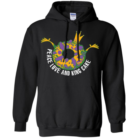 Mardi Gras T-shirt Peace Love And King Cake Black