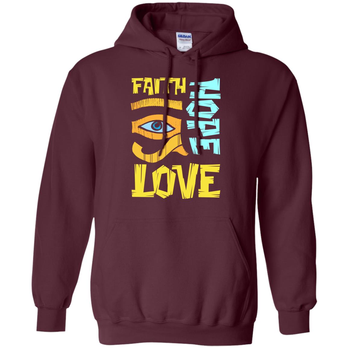 Faith Hope Love Christian T-shirt Maroon