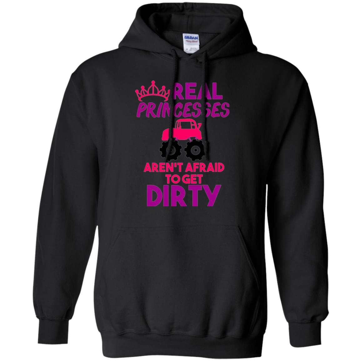 Monster Truck Girl T-shirt Real Princesses Get Dirty Black