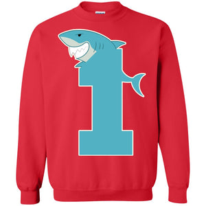 1st Birthday Shark Party ShirtG180 Gildan Crewneck Pullover Sweatshirt 8 oz.