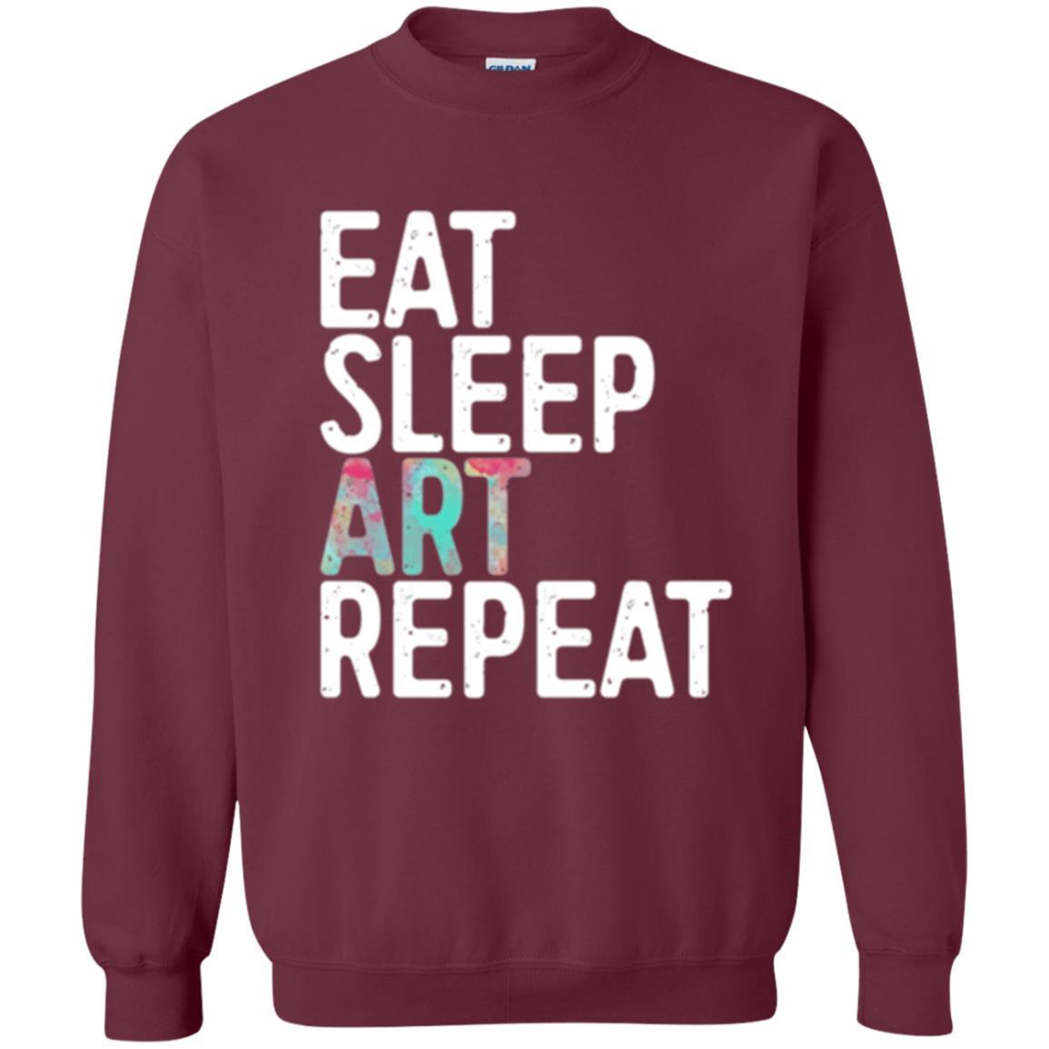 Artist T-shirt Eat Sleep Art Repeat Maroon