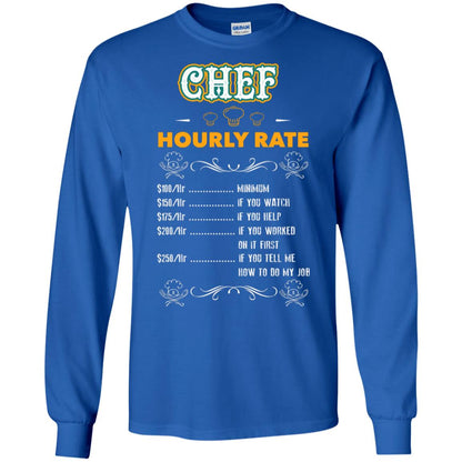 Chef Hourly Rate Cooking Cooker Gift Shirt Royal