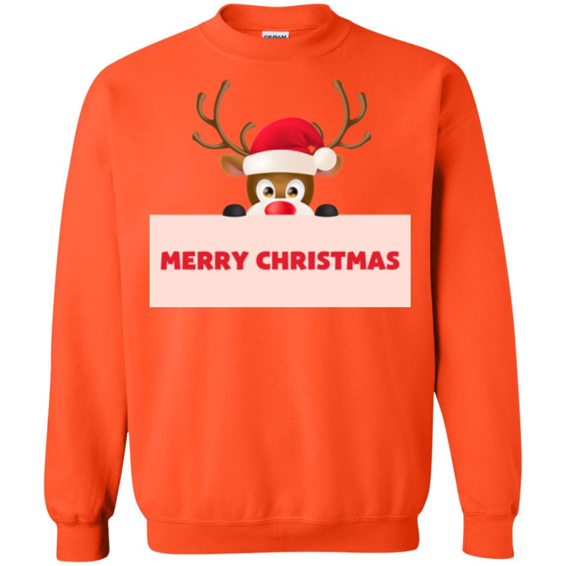 Christmas T-shirt Reindeer Merry Christmas T-shirt Orange