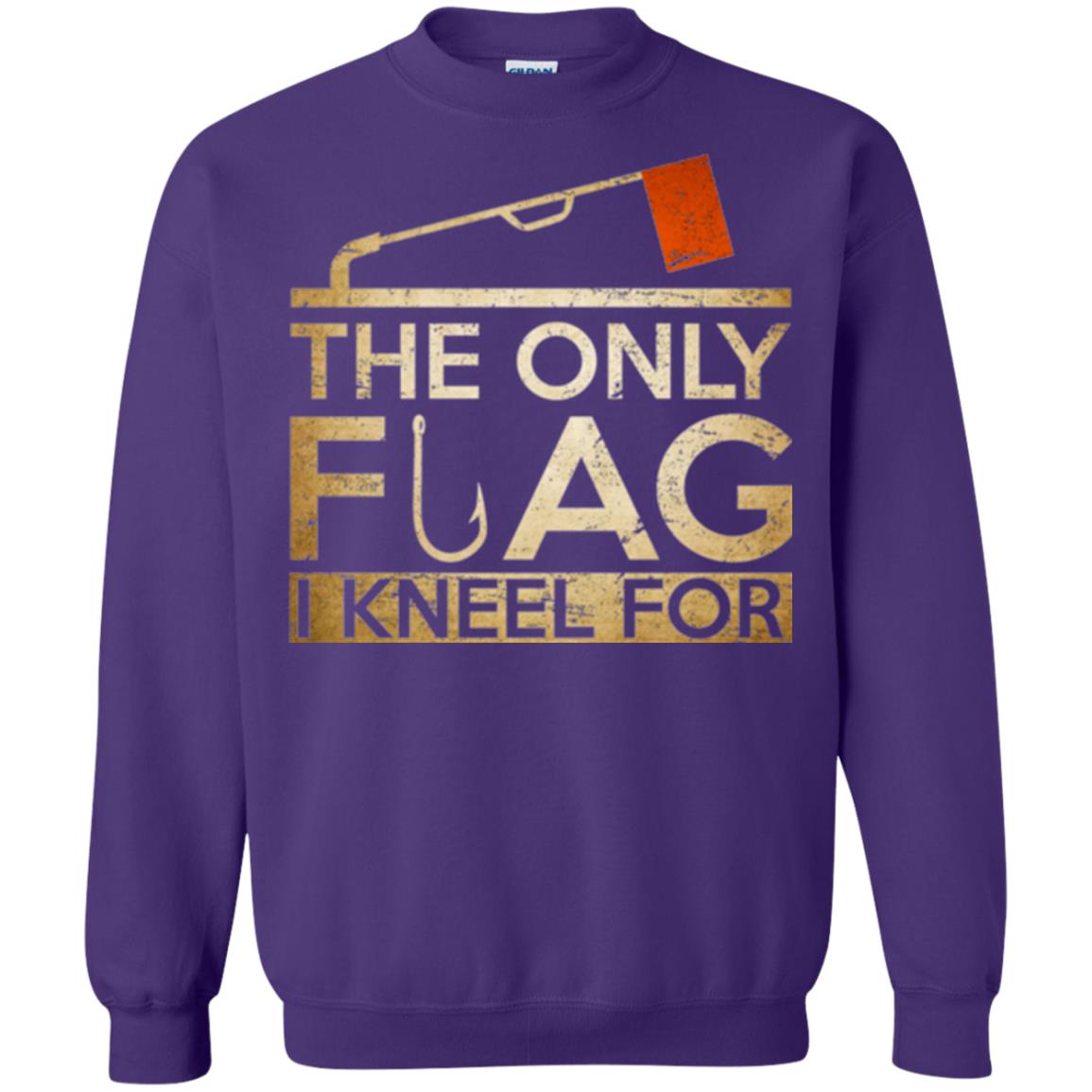 Ice Fishing T-shirt The Only Flag I Kneel For Purple