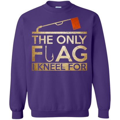 Ice Fishing T-shirt The Only Flag I Kneel For Purple