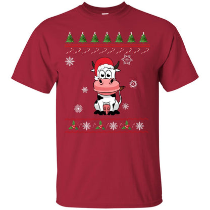 Milch Cow With Santa Hat Merry X-mas Ugly Christmas Gift Shirt For Mens Womens Kids Cardinal