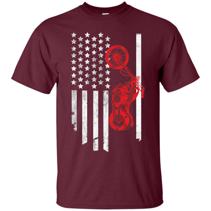 Old American Flag Motorcyclist Shirt Maroon