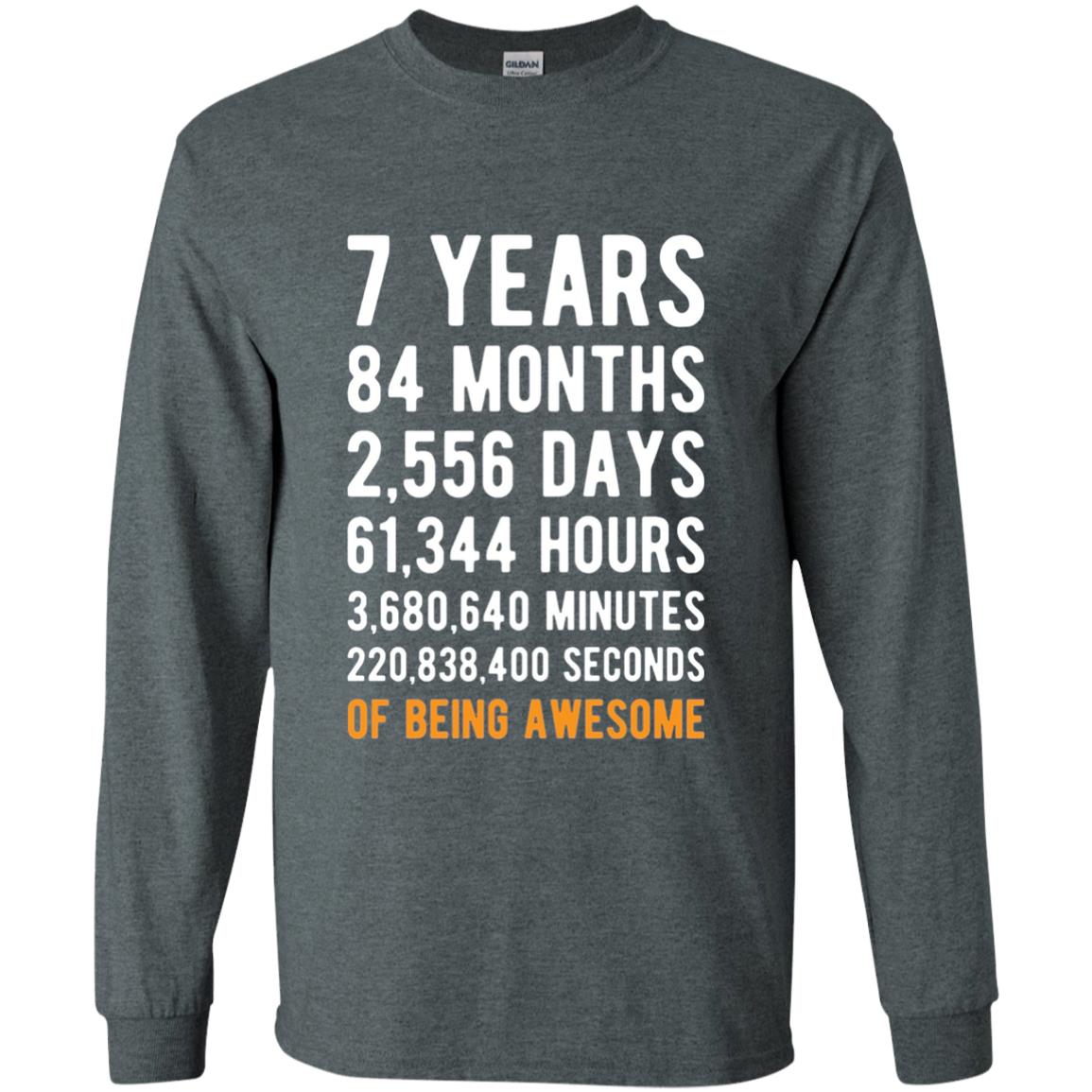 7th Birthday Shirt 7 Years Old Being Awesome Dark Heather