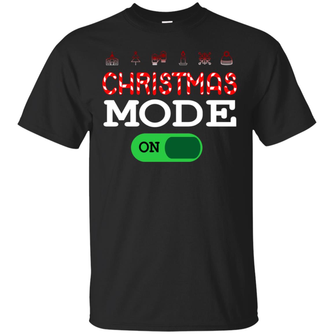 Mode On Christmas X-mas Gift Shirt For Mens Womens Kids Black