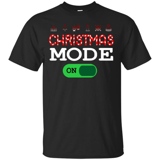 Mode On Christmas X-mas Gift Shirt For Mens Womens Kids Black
