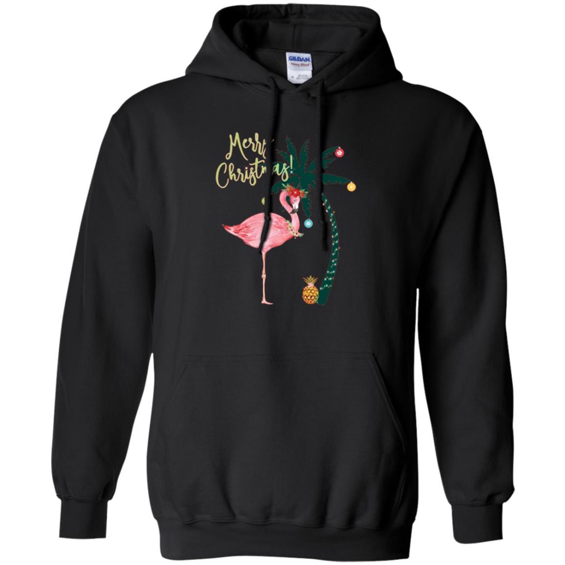 Christmas T-shirt Flamingo Merry Christmas Black