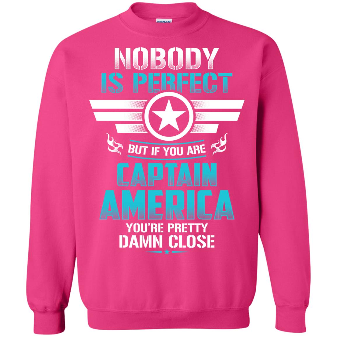 Nobody Is Perfect But If You Are Captain America You_re Pretty Damn Close Movie Fan T-shirt Heliconia