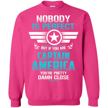 Nobody Is Perfect But If You Are Captain America You_re Pretty Damn Close Movie Fan T-shirt Heliconia