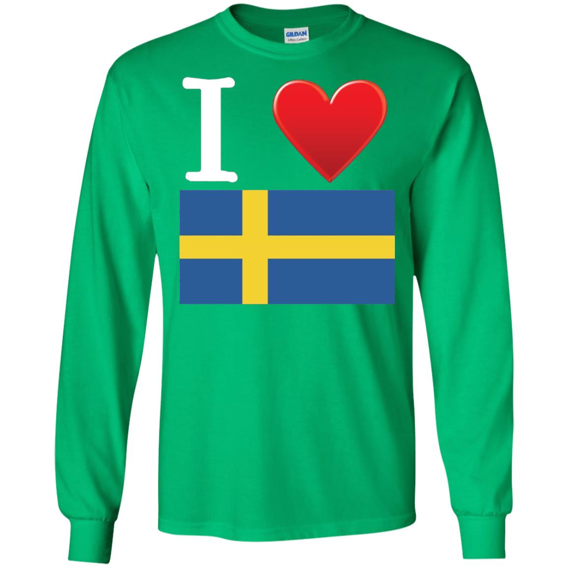 I Heart Love Sweden Flag T-shirt Irish Green