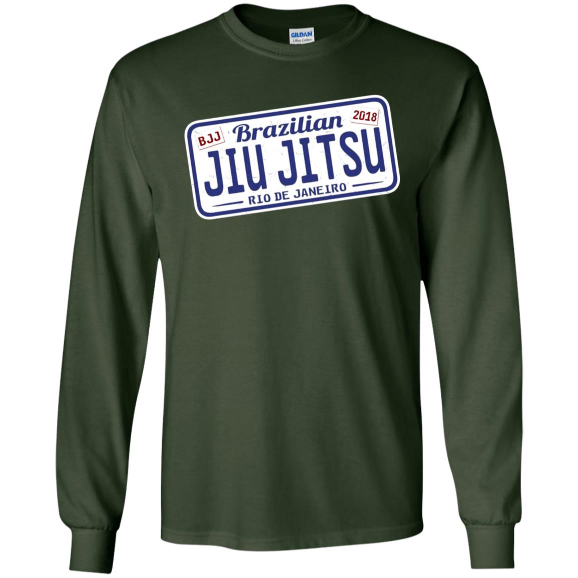Funny Jiu Jitsu Bjj License Plate T-shirt Forest Green