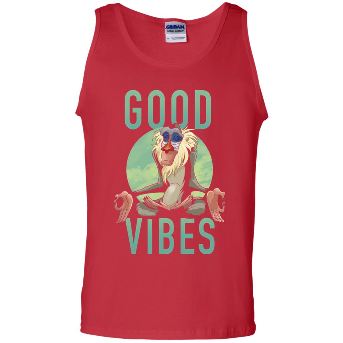 Disney Lion King Rafiki Meditate Good Vibes Graphic T-shirt Red