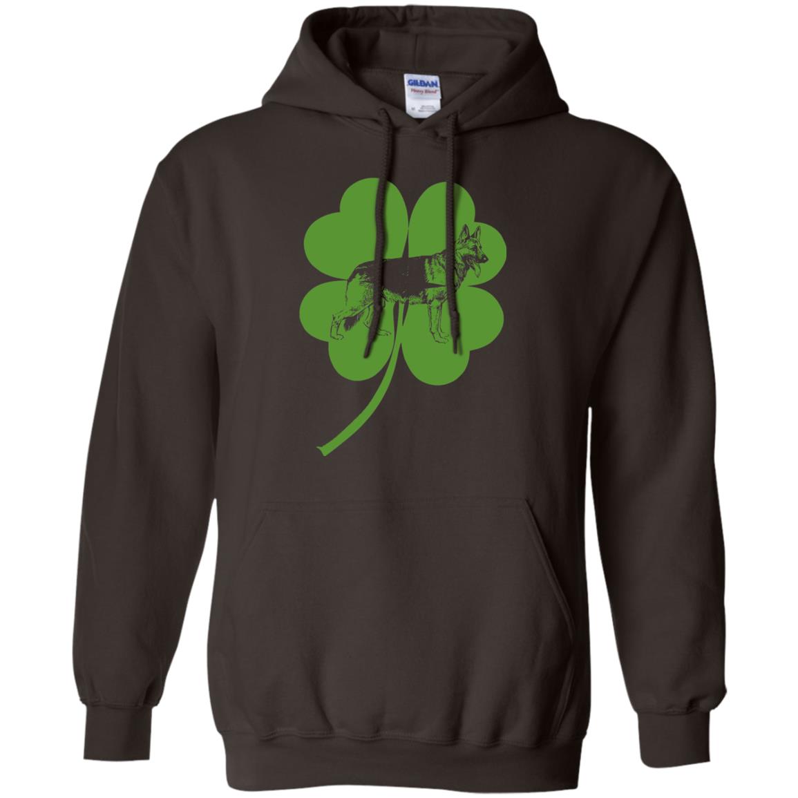 German Shepherd Shamrock St. Patrick_s Day T-shirt Dark Chocolate
