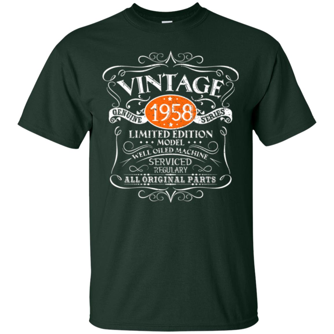 Vintage 60th Birthday T-shirt 1958 All Original Parts Forest Green
