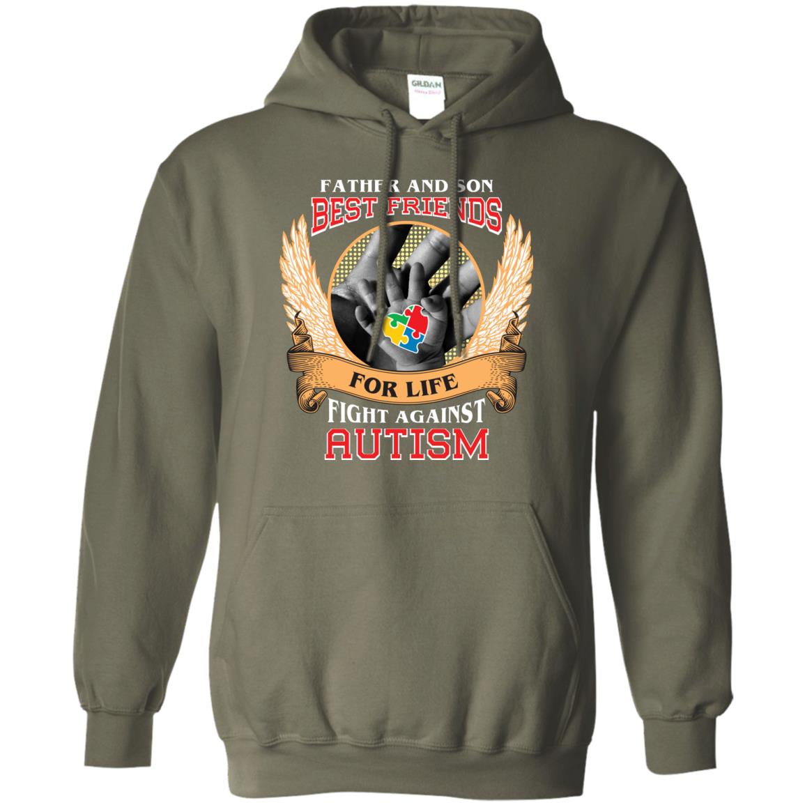 Autism Awareness T-shirt Father And Son Best Friends Military Green