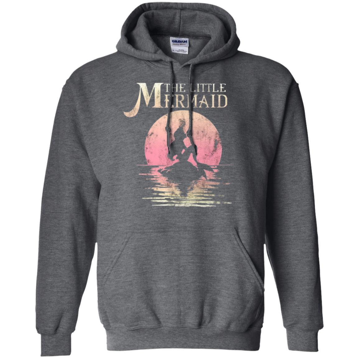 Cartoon T-shirt The Little Mermaid Ariel Rock Moon Silhouette Dark Heather