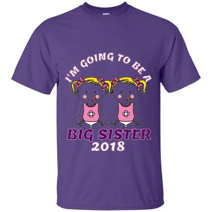 Family T-shirt I_m Going To Be A Big Sister Of Twins 2018 Purple